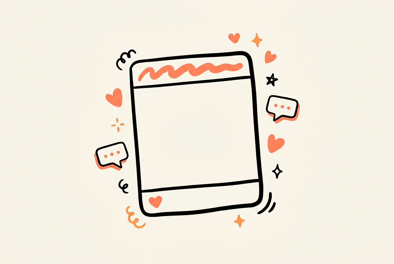 Illustratie van een social post met een opvallende eerste regel en reacties eromheen