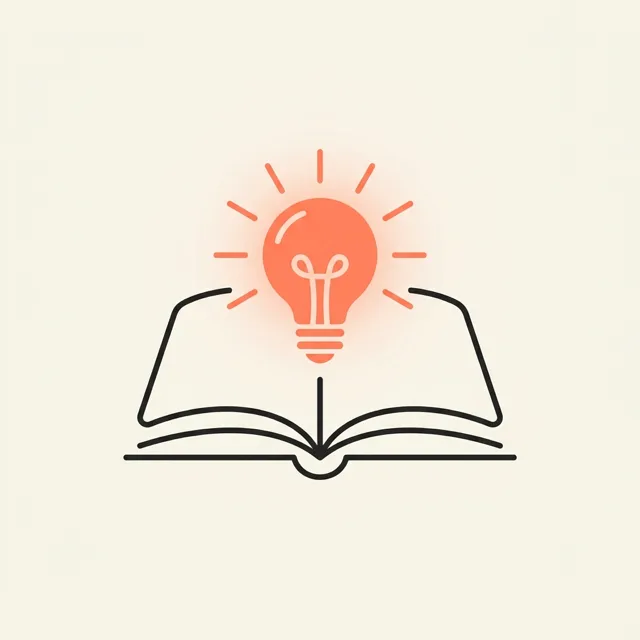 Illustratie van een open boek met een stralend lampje erboven