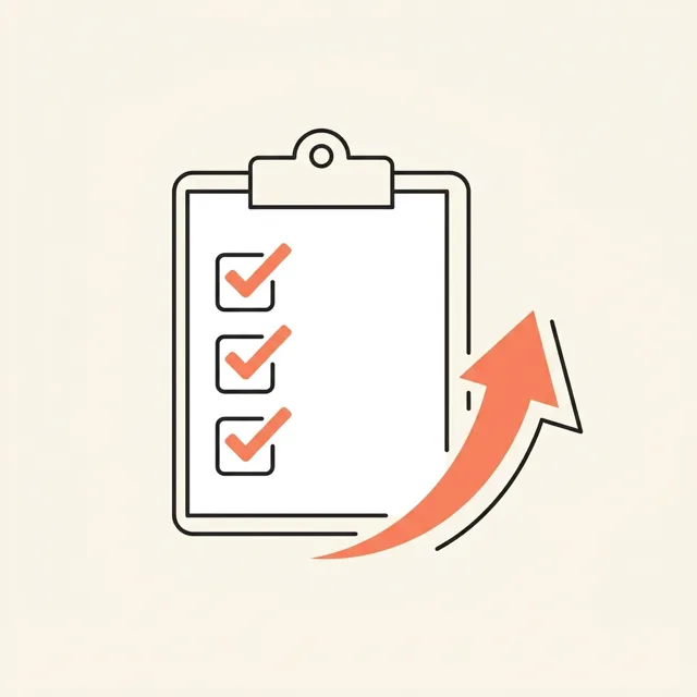 Illustratie van een checklist met vinkjes en een stijgende pijl