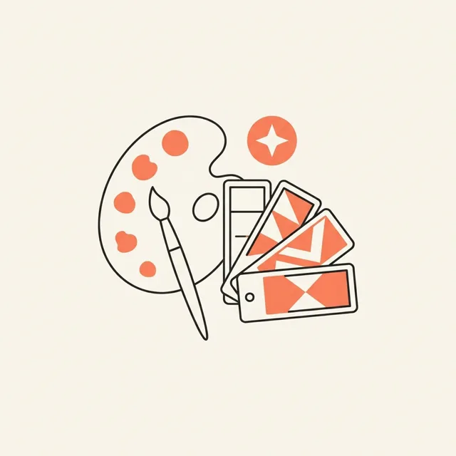 Illustratie van een kleurenpalet met stalen en een sterbadge
