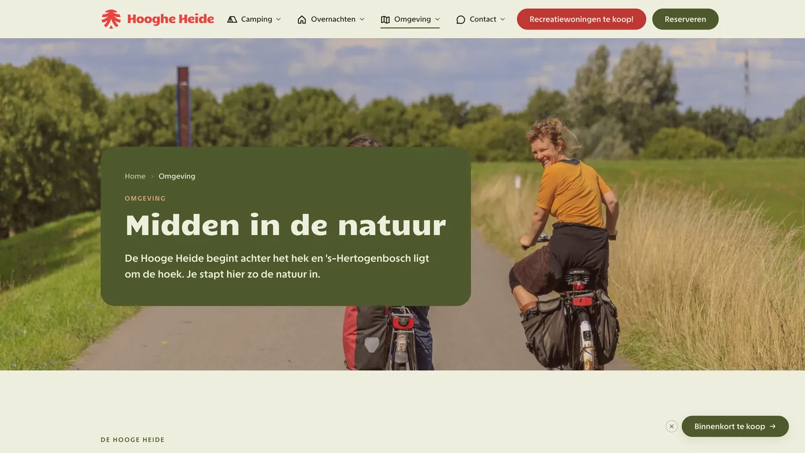 De omgevingspagina van hoogheheide.nl met fietsers in de natuur