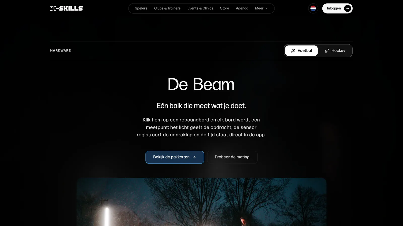 De Beam pagina op x-skills.com met de uitleg een balk die meet wat je doet